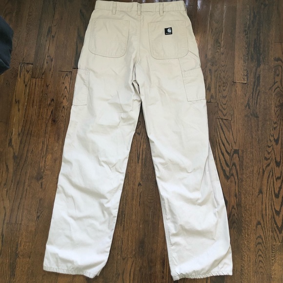 Carhartt Dungaree Carpenter Style Cream Pants - Picture 3 of 5